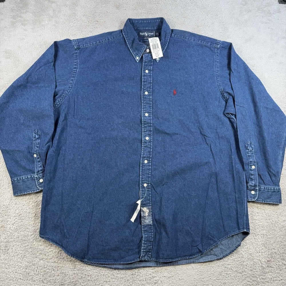 Polo Ralph Lauren Shirt Mens 2XL Blue Denim Blaire Long Sleeve Button Down Pony - Picture 2 of 9